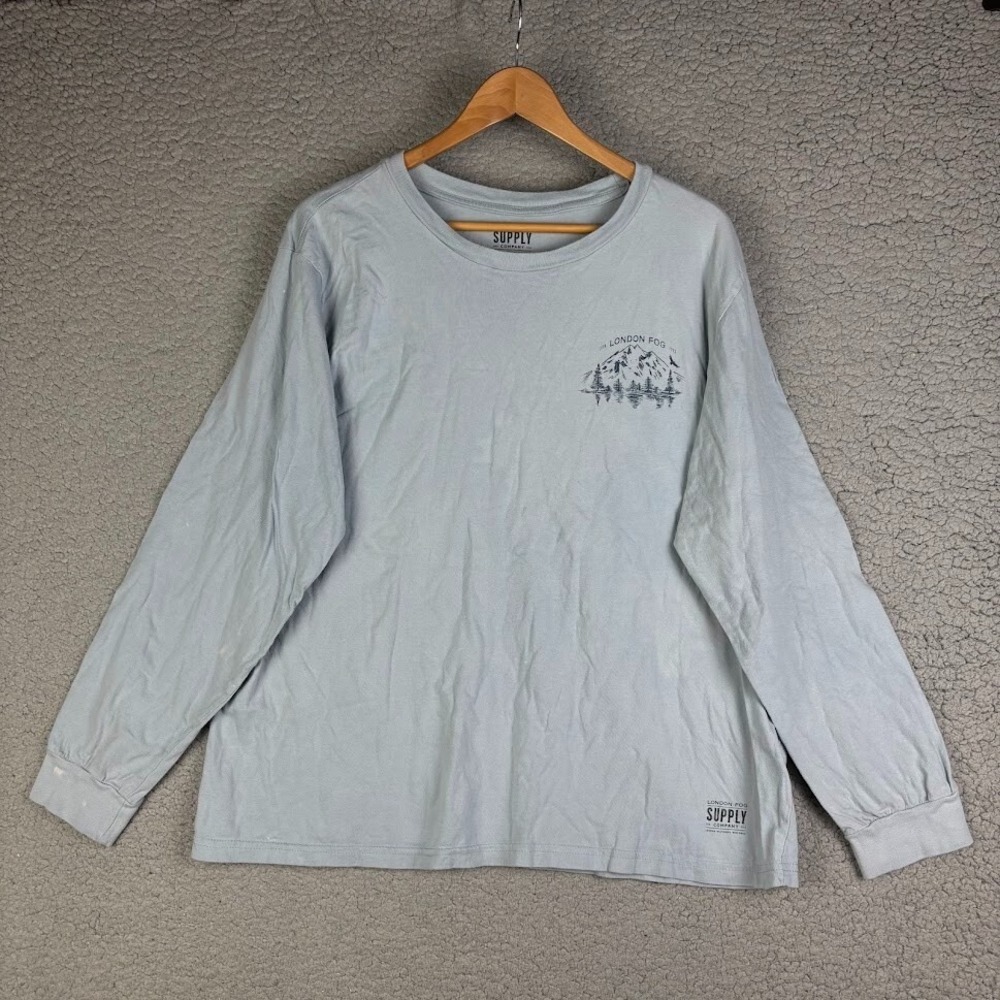 Kodiak Bear Mountain Blue Long Sleeve Tee T-Shirt Mens 2XL XXL London Fog Supply
